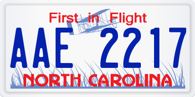 NC license plate AAE2217