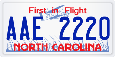 NC license plate AAE2220