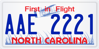 NC license plate AAE2221