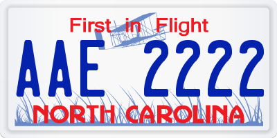 NC license plate AAE2222
