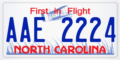 NC license plate AAE2224