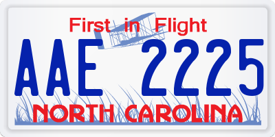 NC license plate AAE2225
