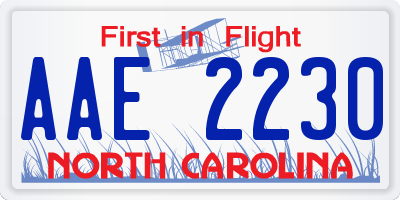 NC license plate AAE2230