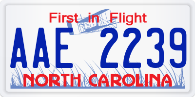 NC license plate AAE2239