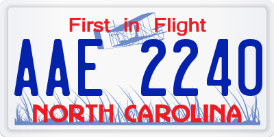 NC license plate AAE2240