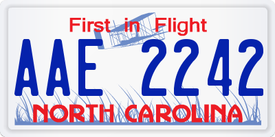 NC license plate AAE2242