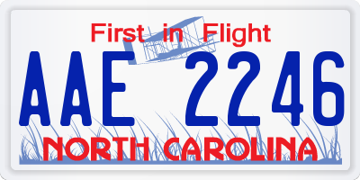 NC license plate AAE2246