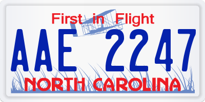 NC license plate AAE2247