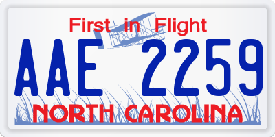 NC license plate AAE2259