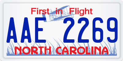NC license plate AAE2269