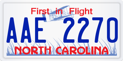 NC license plate AAE2270