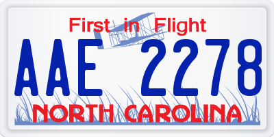 NC license plate AAE2278