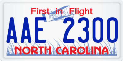 NC license plate AAE2300