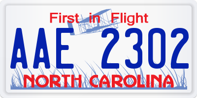 NC license plate AAE2302