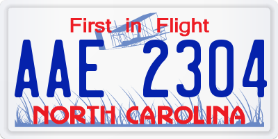 NC license plate AAE2304
