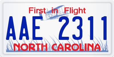 NC license plate AAE2311