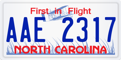 NC license plate AAE2317