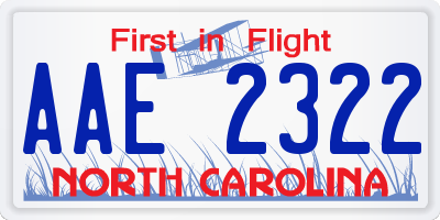NC license plate AAE2322