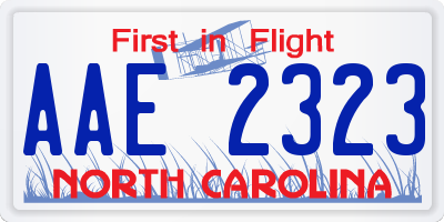 NC license plate AAE2323
