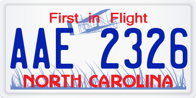 NC license plate AAE2326