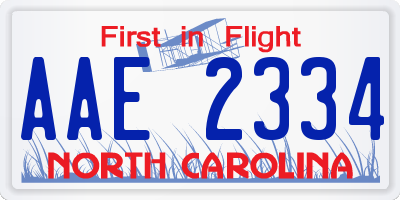 NC license plate AAE2334