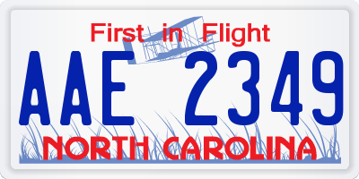NC license plate AAE2349