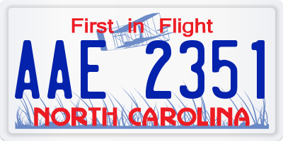 NC license plate AAE2351