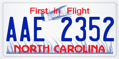 NC license plate AAE2352