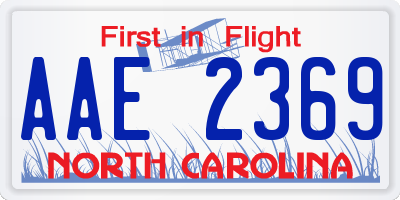 NC license plate AAE2369