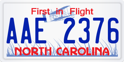 NC license plate AAE2376