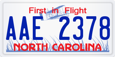 NC license plate AAE2378