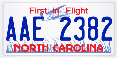 NC license plate AAE2382