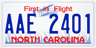 NC license plate AAE2401