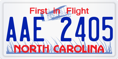 NC license plate AAE2405