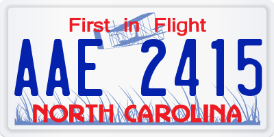 NC license plate AAE2415