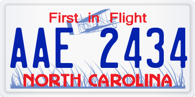 NC license plate AAE2434