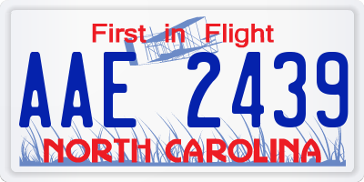 NC license plate AAE2439