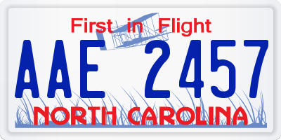 NC license plate AAE2457