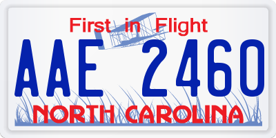 NC license plate AAE2460