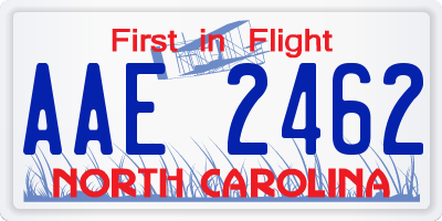 NC license plate AAE2462