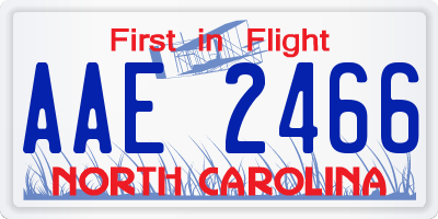 NC license plate AAE2466