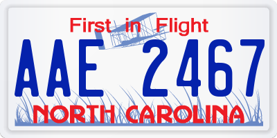 NC license plate AAE2467
