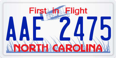 NC license plate AAE2475