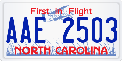 NC license plate AAE2503