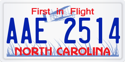 NC license plate AAE2514