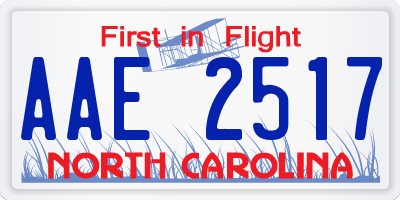 NC license plate AAE2517