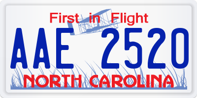 NC license plate AAE2520