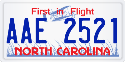 NC license plate AAE2521