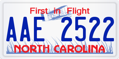 NC license plate AAE2522