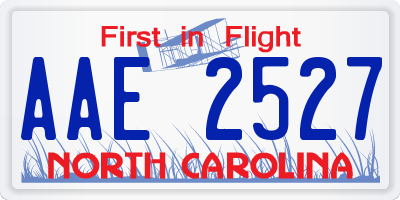 NC license plate AAE2527